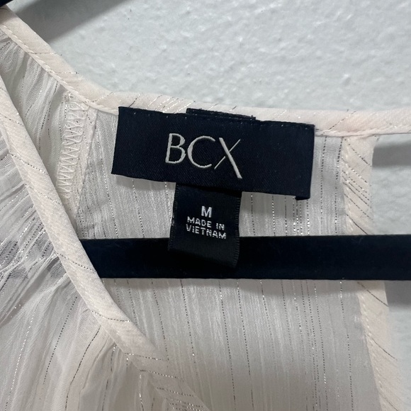BCX White Sheer Blouse Size Medium - Picture 2 of 4